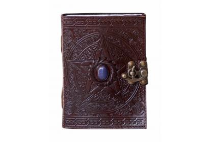 Handmade Pentagram Leather Journal With Single Stone Sketchbook & Notebook